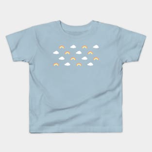 Mini Pastel Rainbows and White Clouds Pattern Kids T-Shirt